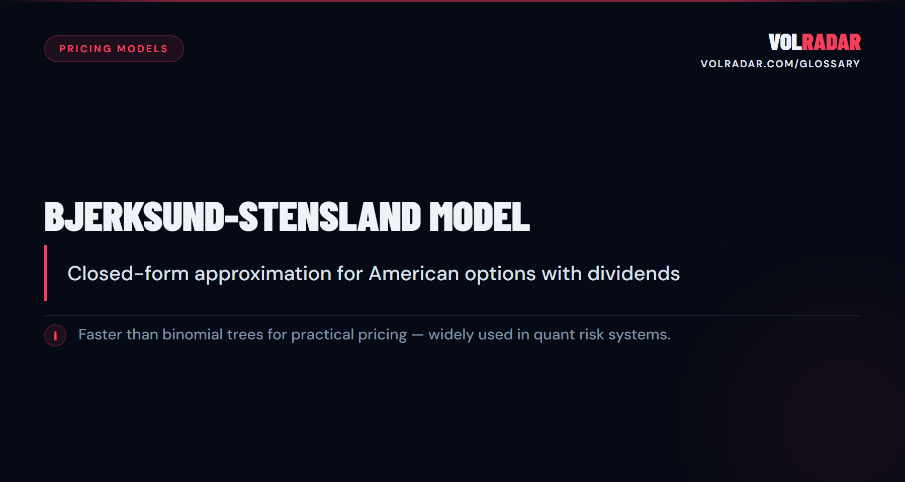 Bjerksund-Stensland Model â€” American option approximation. VolRadar