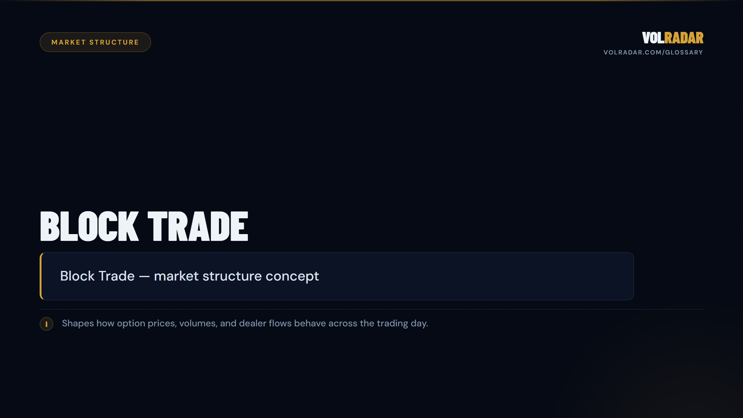 Block Trade â€” large off-book options transaction. VolRadar