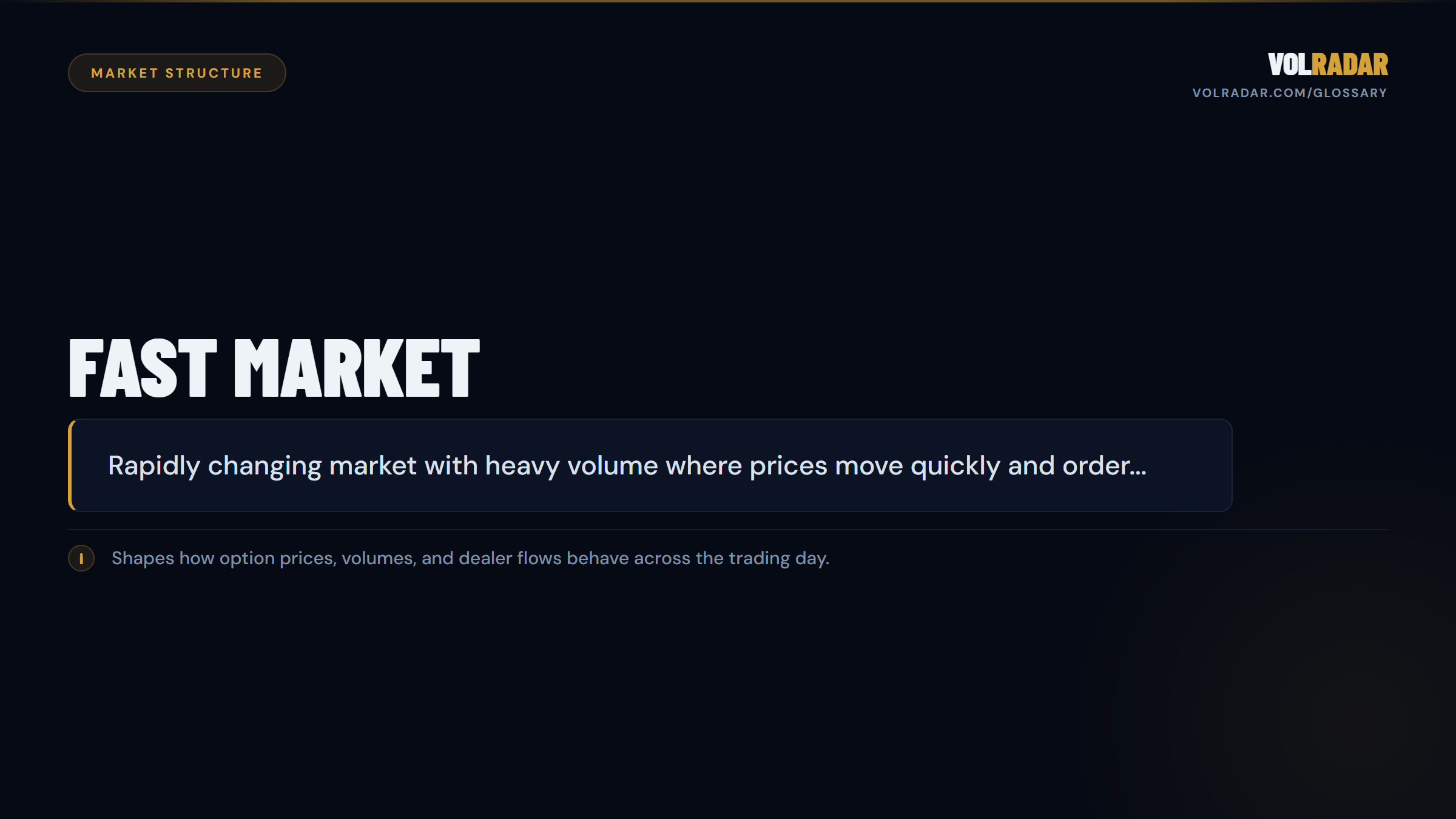 Fast Market — extreme volatility trading conditions. VolRadar
