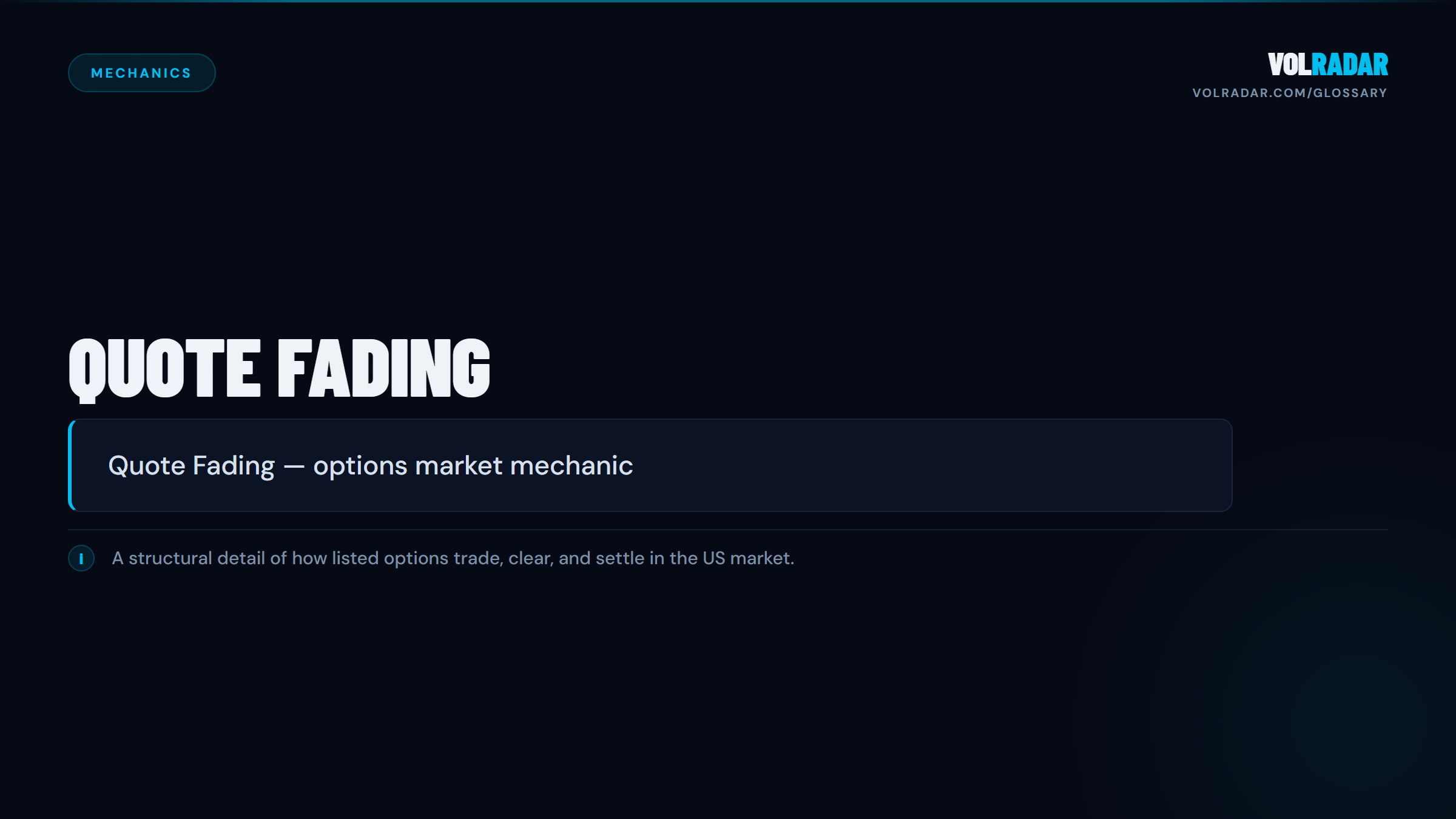 Quote Fading — market maker pulling liquidity as your order approaches. VolRadar